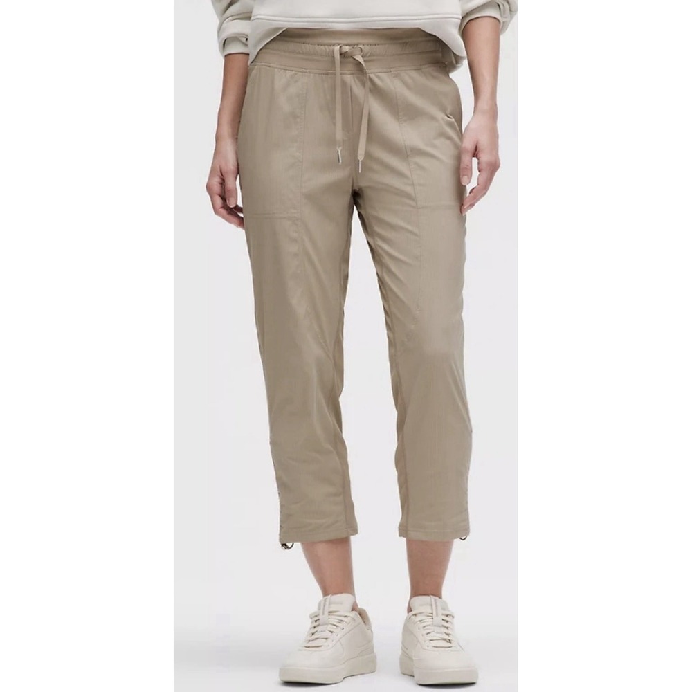 LULULEMON Dance Studio Mid Rise Lined Cropped Pants LW6CLWS Trench Khaki Beige 4